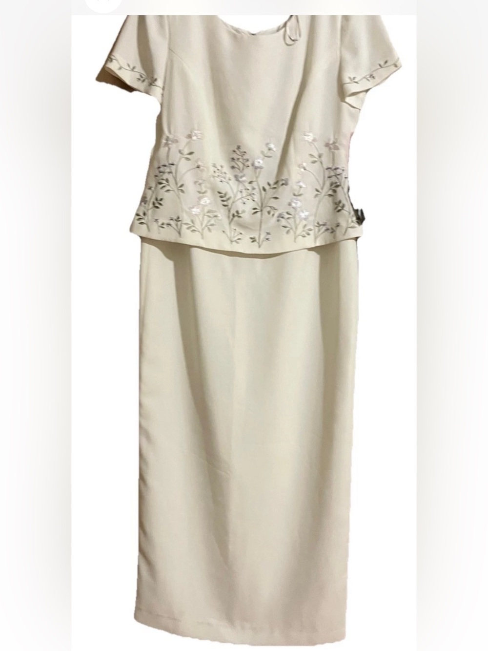 R & M Richards Cream Maxi Dress with Floral Embroidery 14